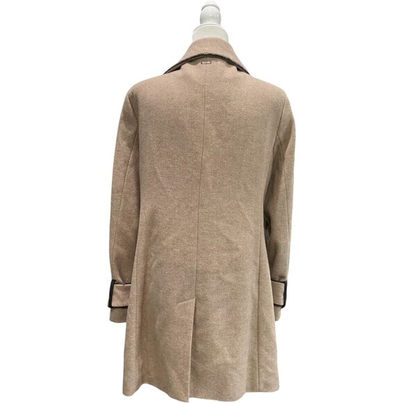 Calvin Klein Side Zip Funnel Neck Wool Coat Beige Size 12 - Picture 3 of 11